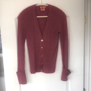 Tory Burch - Cranberry Button down Cardigan Sweater - Size Medium / Small